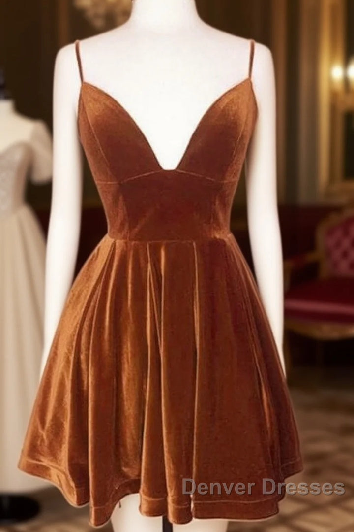 Short Burnt Orange Velvet Homecoming Dress Main image