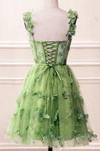 Short Butterfly Lace Corset Homecoming Dress