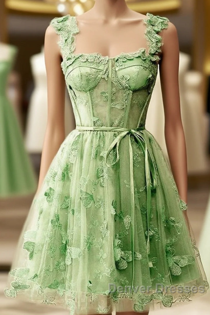 Short Butterfly Lace Corset Homecoming Dress Main image