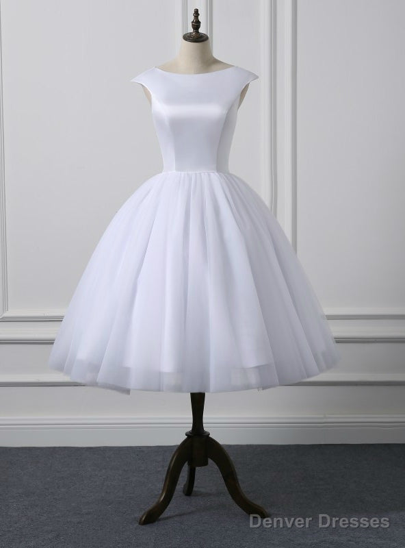 Short Cap Sleeves Knee Length Scoop Neckline Simple Ball Gown Wedding Dresses Main image