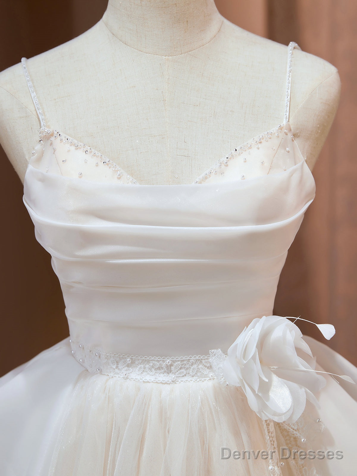 Short Champagne Floral Prom Dresses, Short Champagne Floral Formal Homecoming Dresses