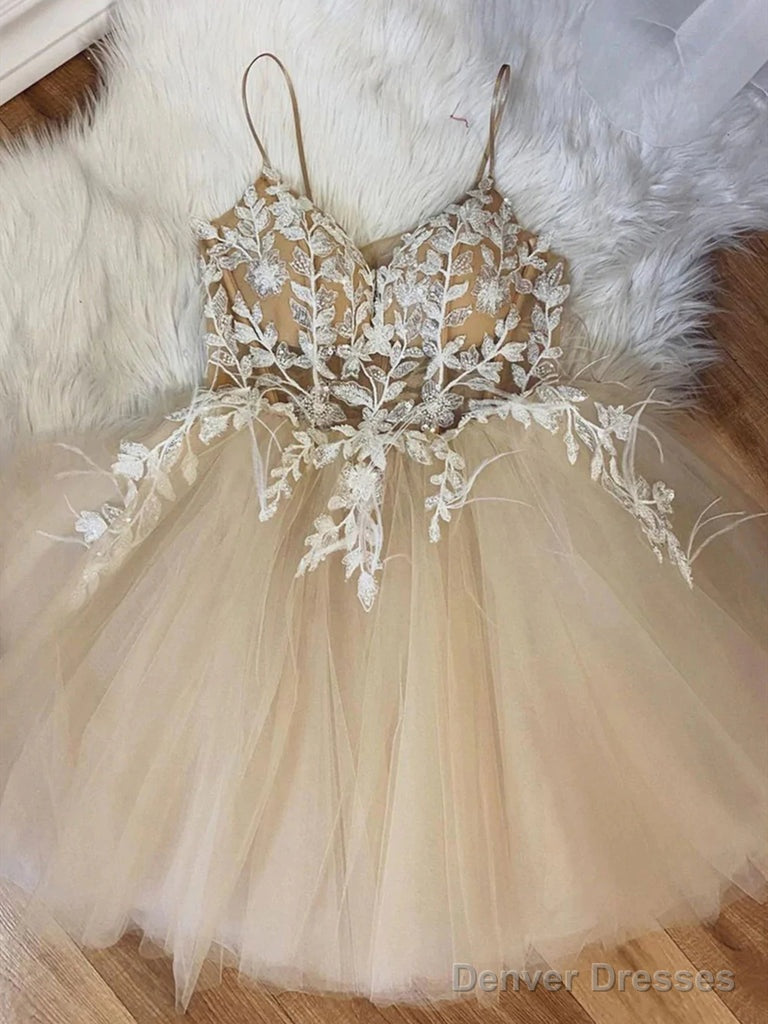 Short Champagne Lace Homecoming Dresses Main image