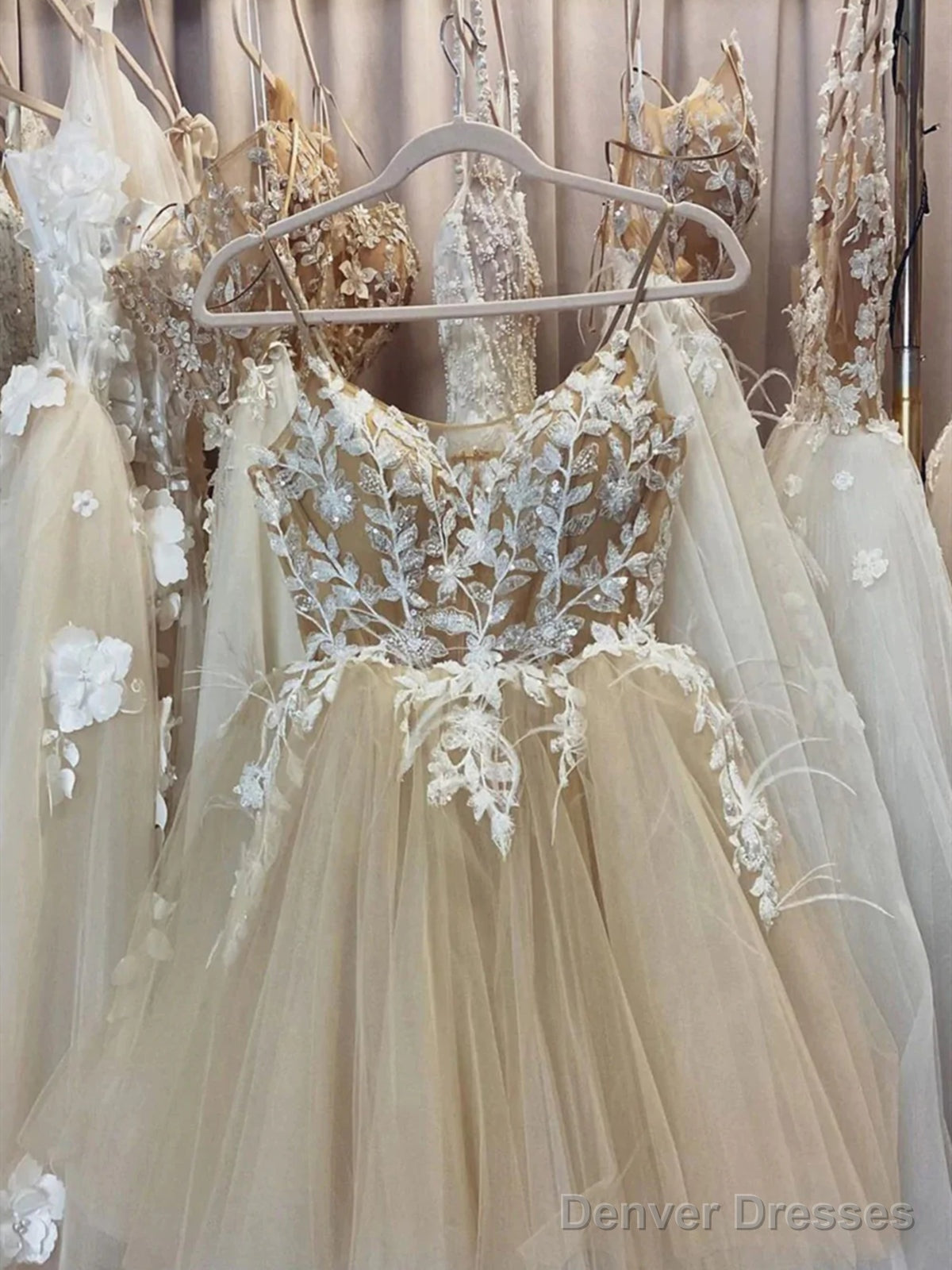 Short Champagne Lace Prom Dresses, Short Champagne Lace Graduation Homecoming Dresses Main image