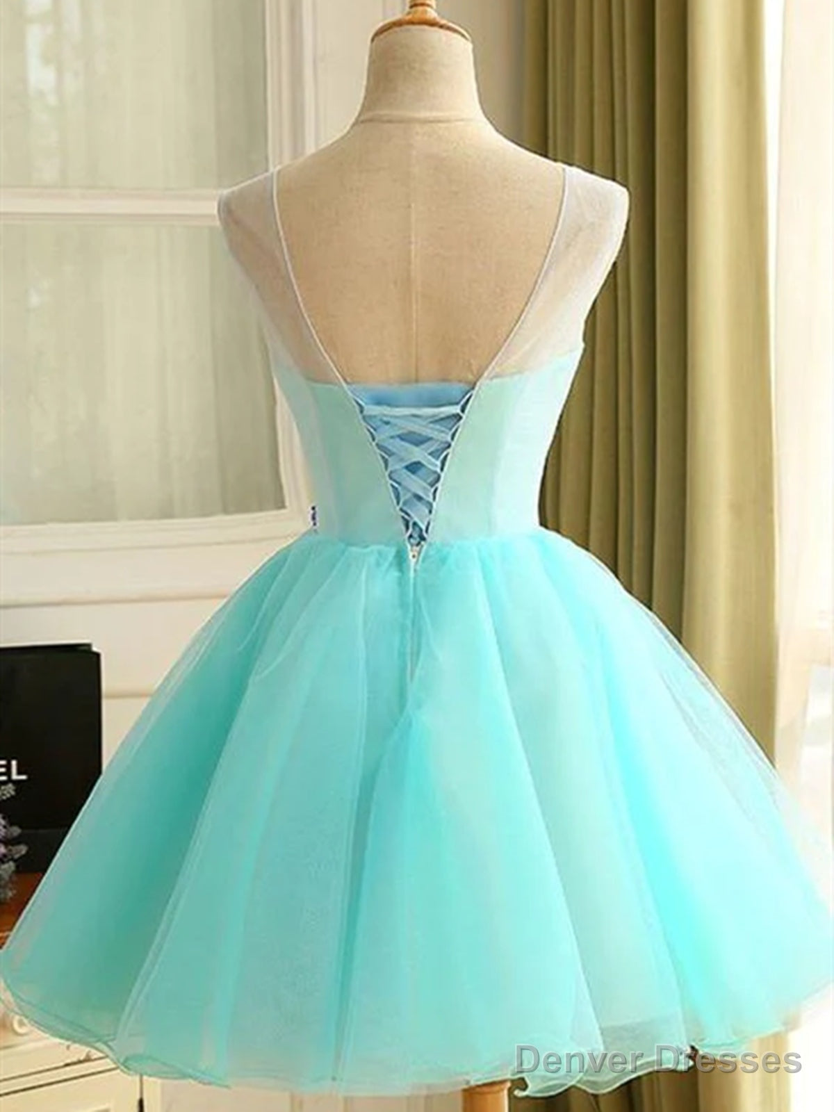 Short Green Floral Prom Dresses, Short Green Floral Graduation Homecoming Dresses Secondary image