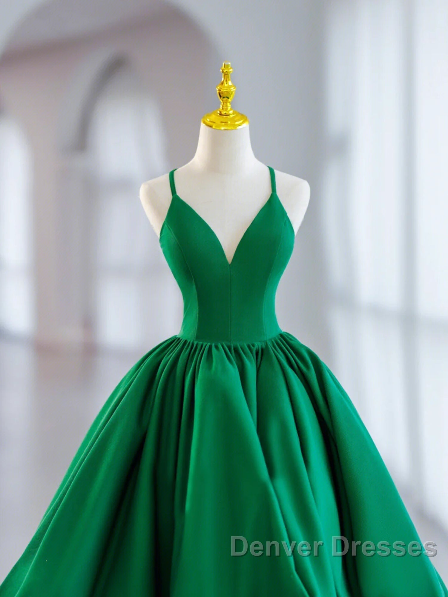 Short Green V Neck Satin Prom Dress, Short Green V Neck Satin Formal Homecoming Dress
