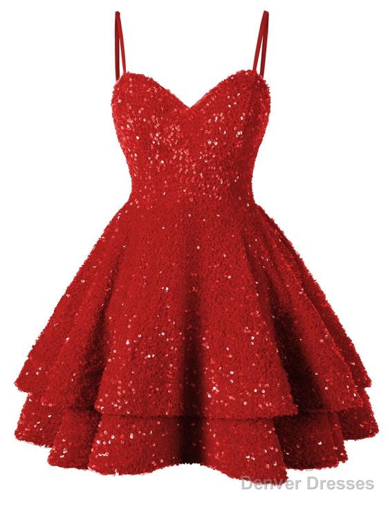Short Homecoming Dress for Teens Sparkly Glitter Sequins A Line Mini Homecoming Dresses