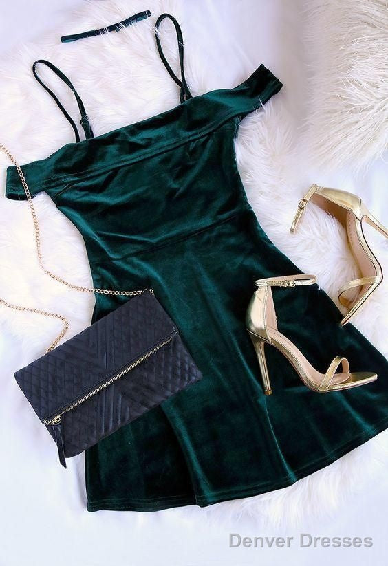 Short Homecoming Dress, Hunter Green Homecoming Dress Main image