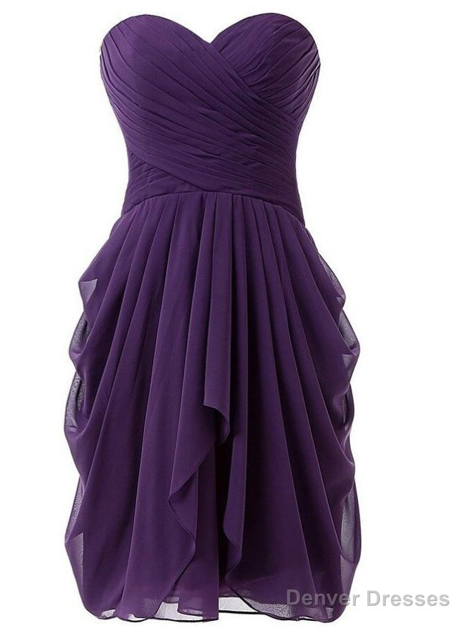 Short Knee Length Sweetheart Chiffon Pleats Bridesmaid Dress Main image