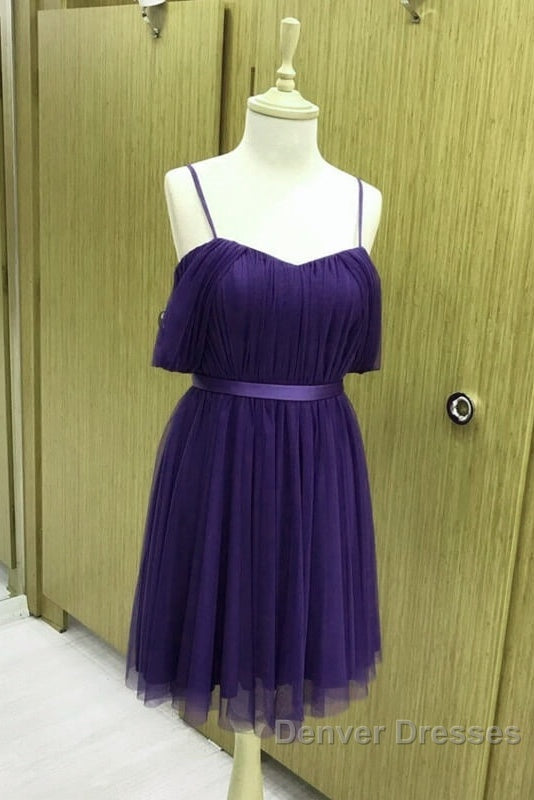 Short Navy Tulle Bridesmaid Dress Off Shoulder