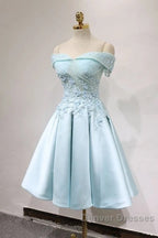 Short Off Shoulder Prom Homecoming Dress Lace Embroidery