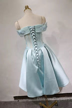 Short Off Shoulder Prom Homecoming Dress Lace Embroidery
