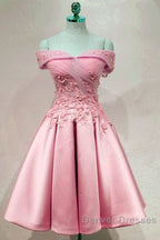 Short Off Shoulder Prom Homecoming Dress Lace Embroidery