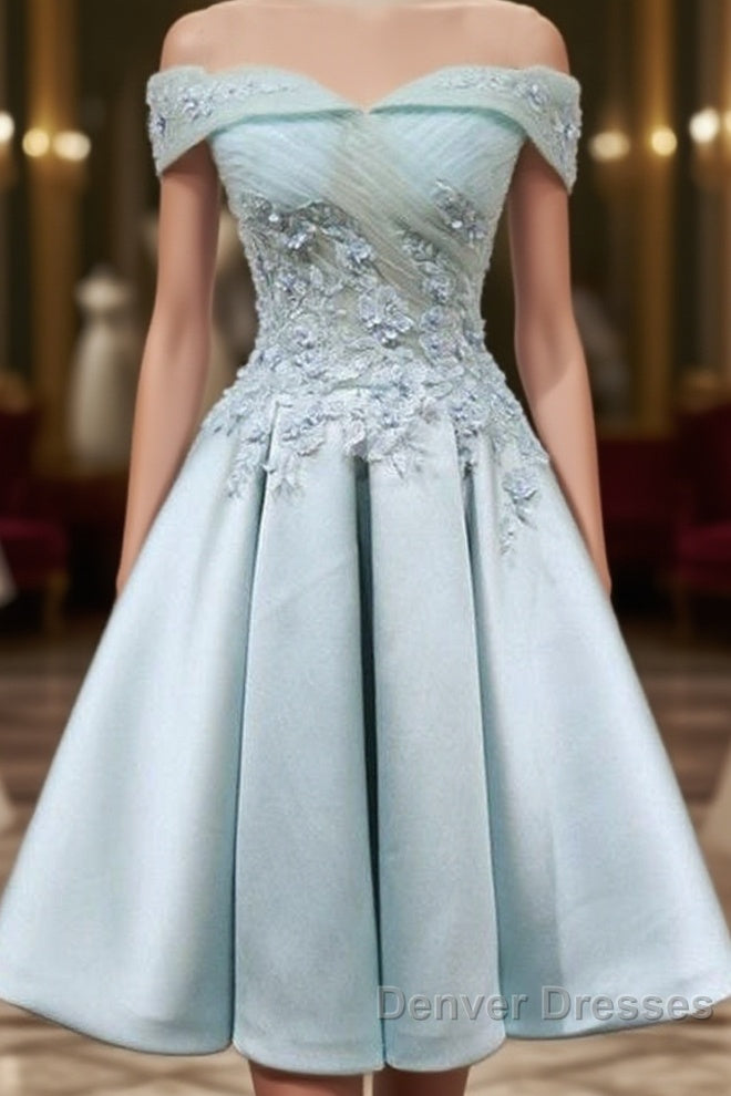 Short Off Shoulder Prom Homecoming Dress Lace Embroidery Main image