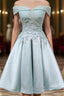 Short Off Shoulder Prom Homecoming Dress Lace Embroidery