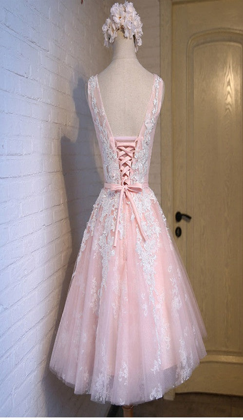 Short pink lace tight cute charming freshman homecoming prom gowns dress Secondary image