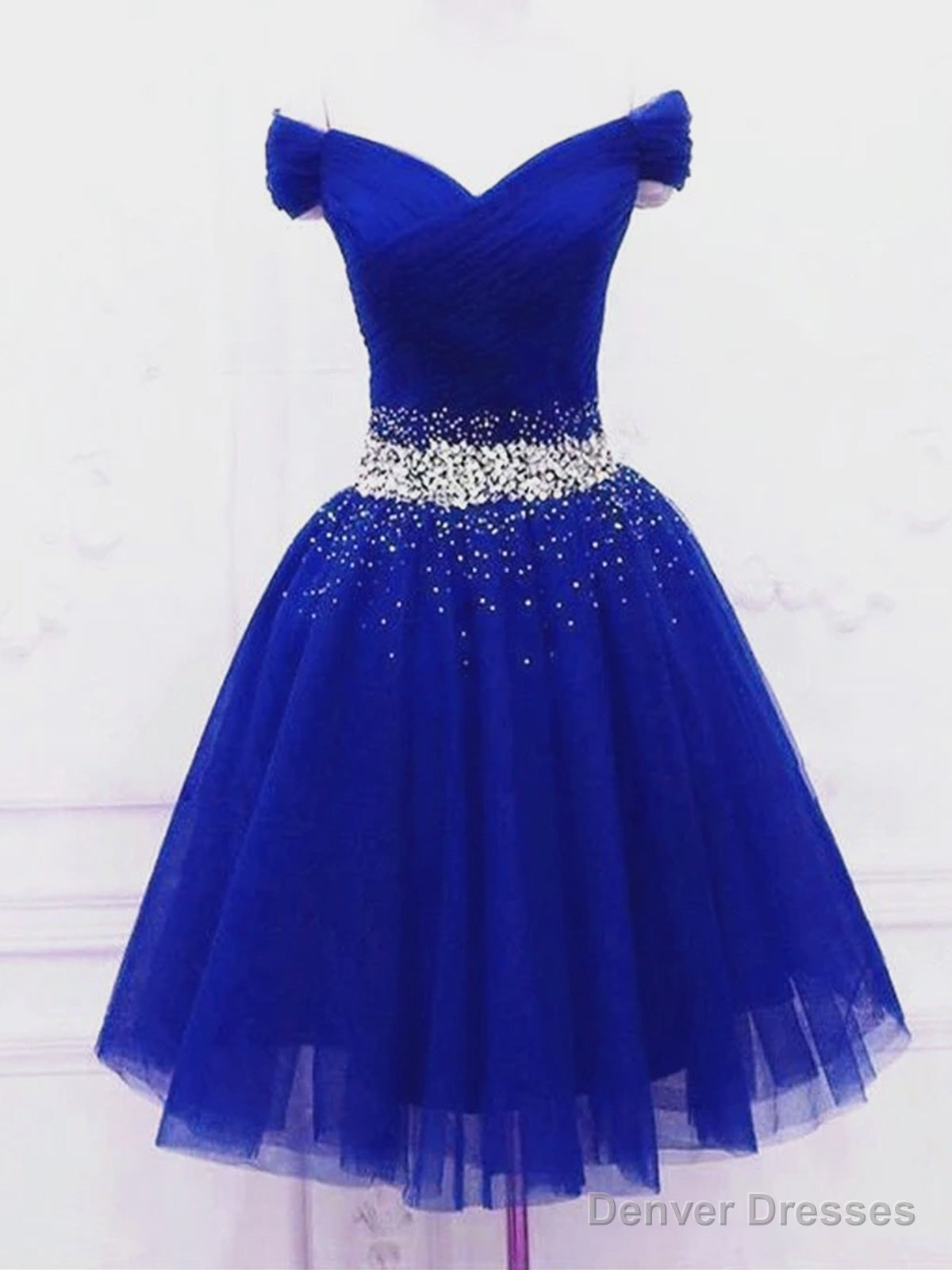 Short Royal Blue Beaded Prom Dresses, Short Royal Blue Beaded Formal Homecoming Dresses Secondary image
