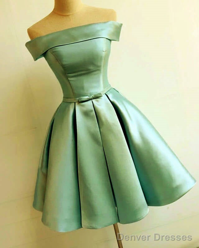 Short Sage Green Homecoming Dresses Satin