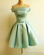 Short Sage Green Homecoming Dresses Satin
