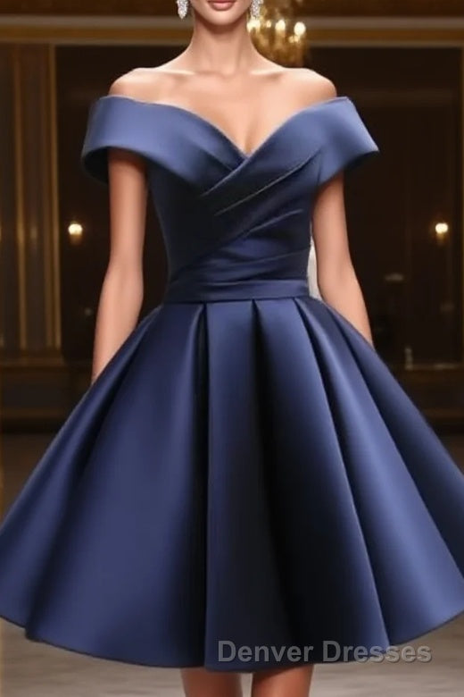 Short Satin Off Shoulder Homecoming Dress For Prom
