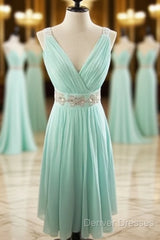 Short Seafoam Blue Prom Dress/Homecoming Dress/Bridesmaid Dress/Wedding Party Dress/Mini Dress