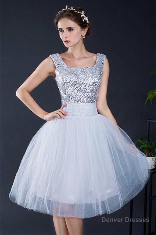 Short Sequin Tulle Lace-up Knee-length Homecoming Dresses Secondary image