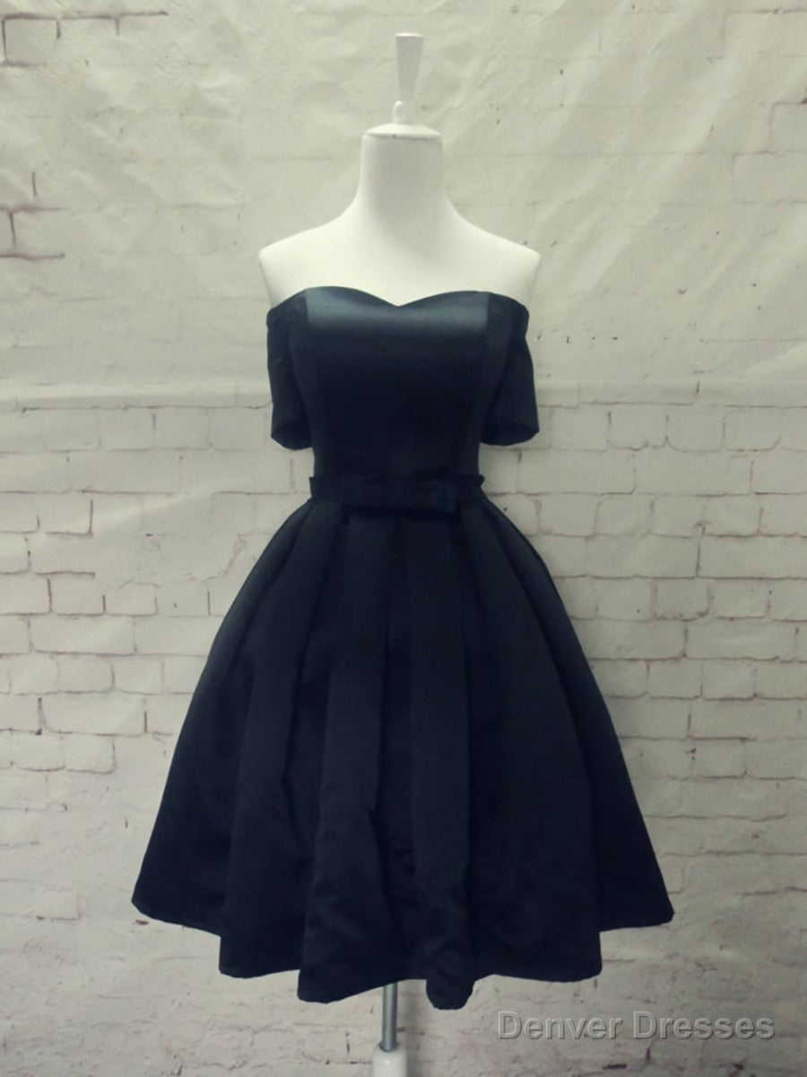 Short Sleeves Blue/Red/Black Prom Dresses, Short Sleeves Formal Homecoming Graduation Dresses