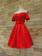 Short Sleeves Short Prom Dress, Short Sleeves Short Formal Homecoming Graduation Dress