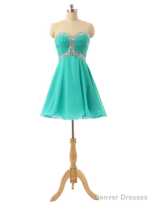 Short Sweetheart Mint Tulle Crystals Homecoming Dresses Main image