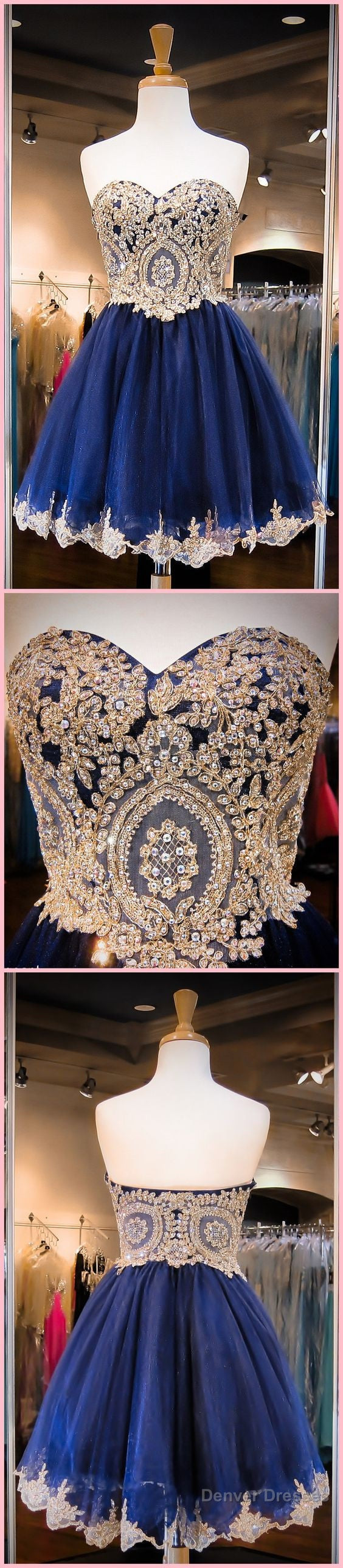 Short  Sweetheart Sleeveless Lace Rhinestone Beads Royal Blue Appliques Open Back Chiffon  Homecoming Dress Secondary image