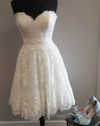 Short Sweetheart Summer Lace Wedding Dress
