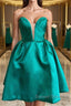 Short V Neck Green Prom Dress, V Neck Short Green Formal Homecoming Dress