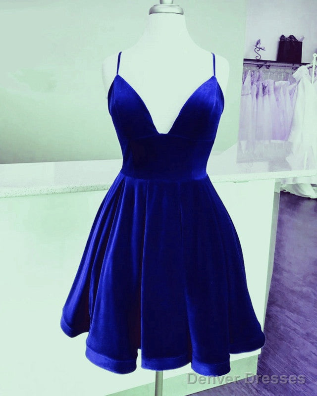 Short Velvet Prom Dresses V Neck Spaghetti Straps Secondary image