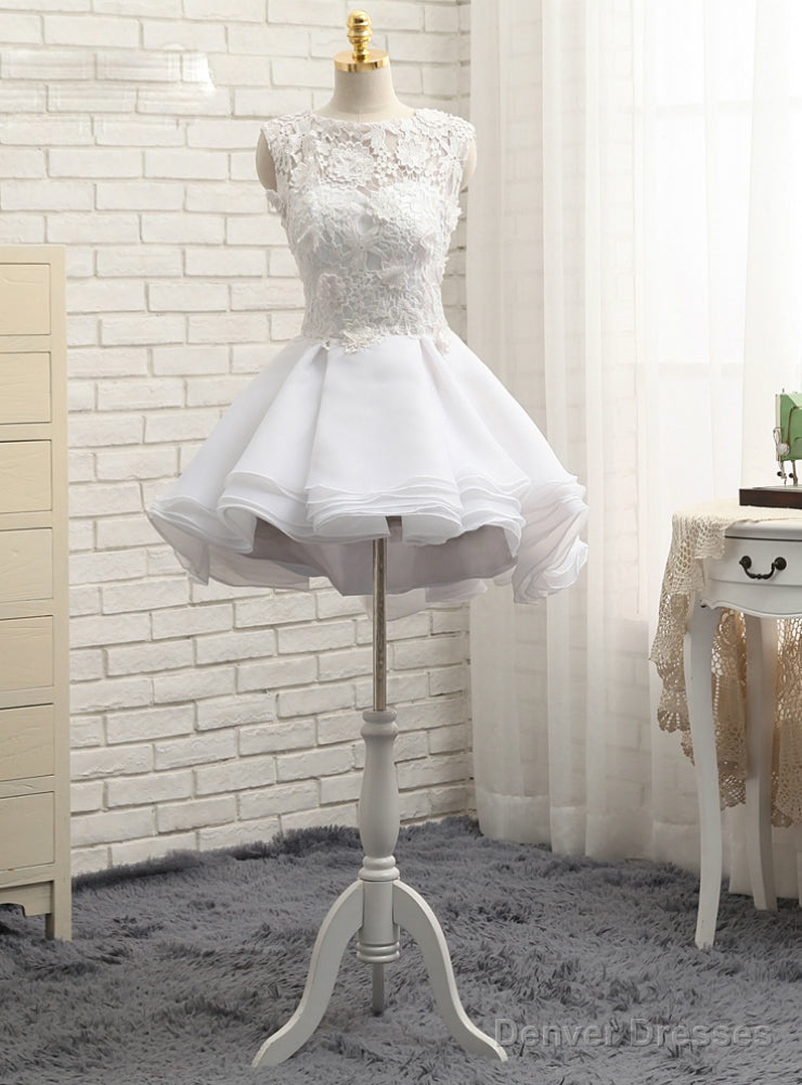 Short Wedding Dresses A-line Short Mini Appliques Chiffon Lace Vintage Main image