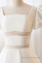 Short White Beaded Prom Dress, Short White Beaded Formal Homecoming Dress