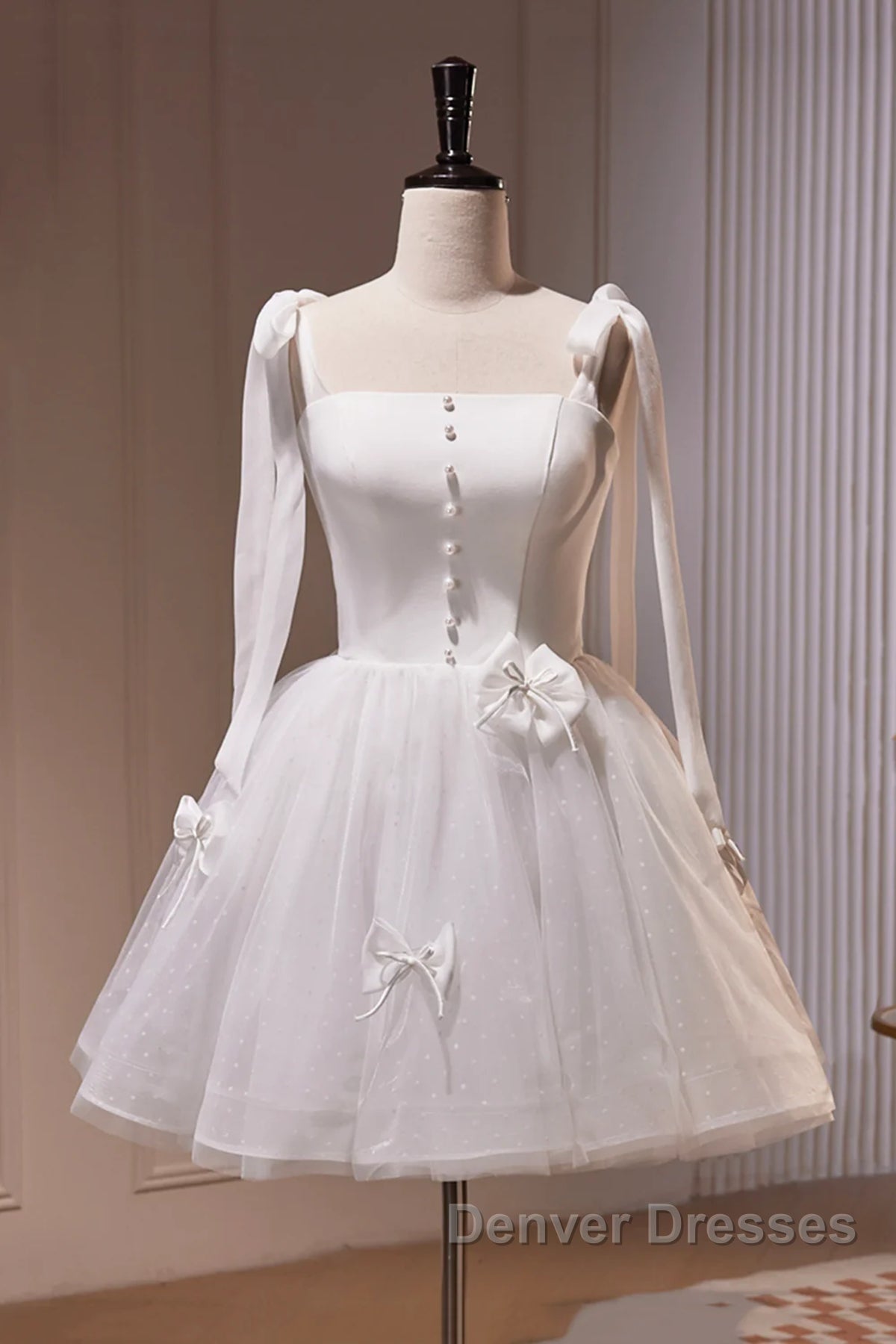 Short White Prom Dress, Short White Formal Homecoming Dress Secondary image