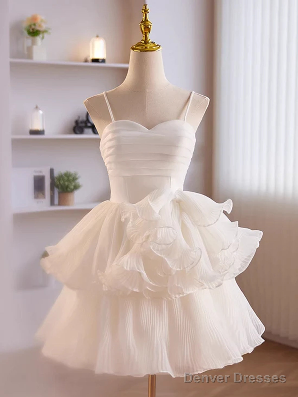 Short White Tulle Prom Dress, Short White Tulle Formal Homecoming Dresses Main image