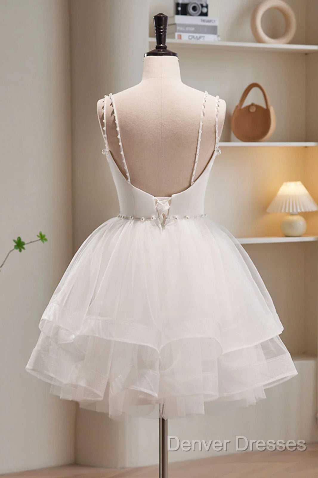 Short White Tulle Prom Dress, Short White Tulle Homecoming Graduation Dress