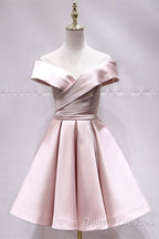 Short Yellow Homecoming Dress Satin Off The Shoulder