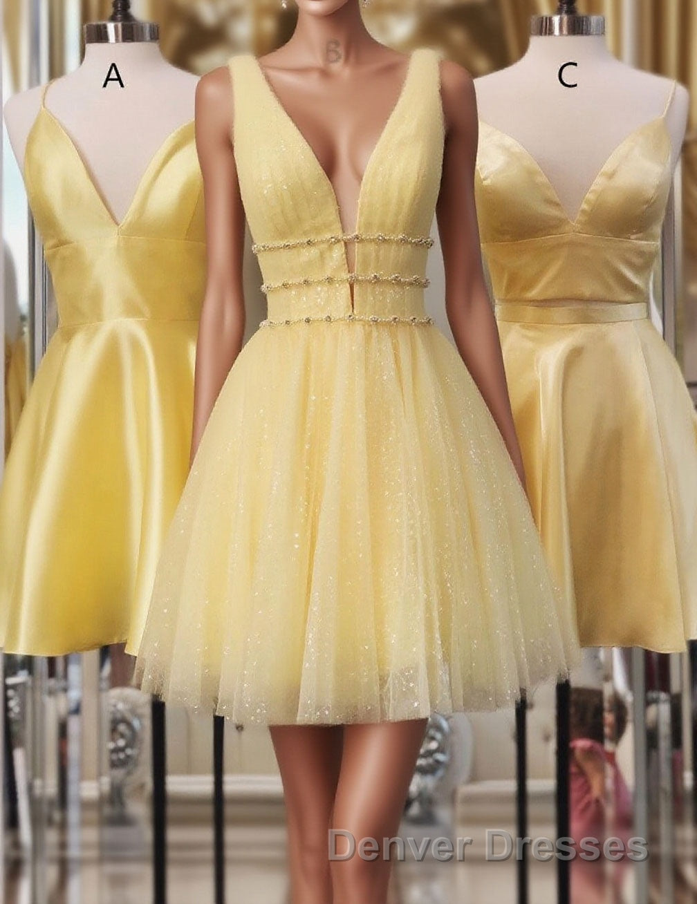 Princess A-line Short Yellow Homecoming Dress Main image