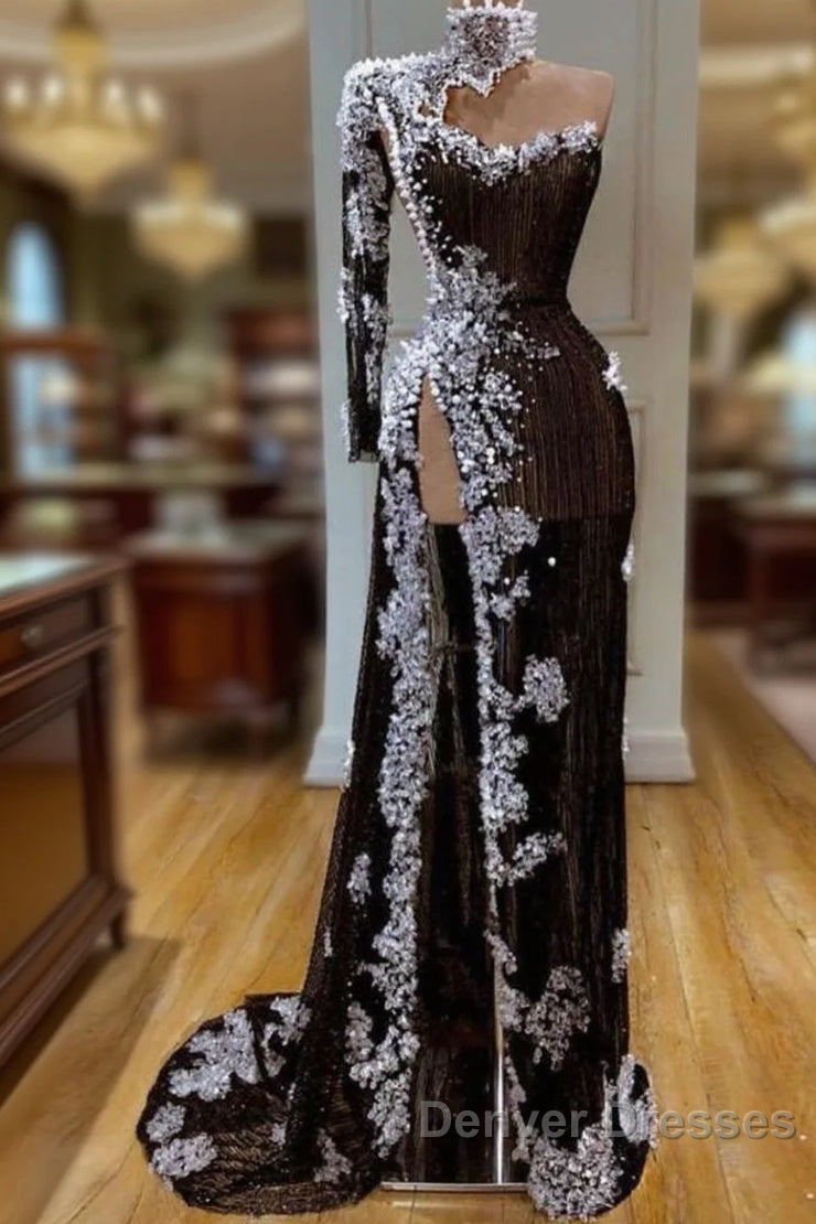Side Slit Prom Dress, Mermaid Prom Dress, Lace Prom Dress Main image