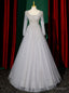 Silver Gray Tulle Long Sleeve Beading Sequins Prom Dress