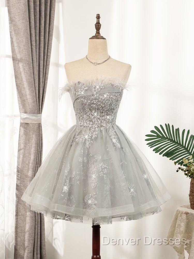 Silver Hoco Dress Short Homecoming Dress Secondary image