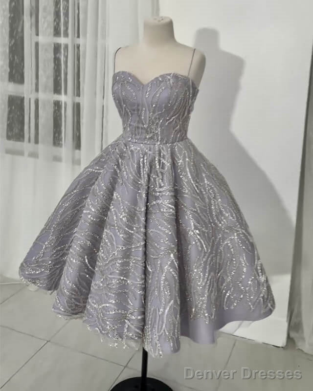 Silver Sparkly Midi Homecoming Dress Main image