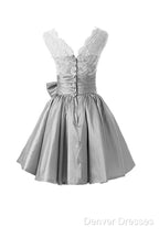 Silver Taffeta Short Homecoming Dress Prom Dress