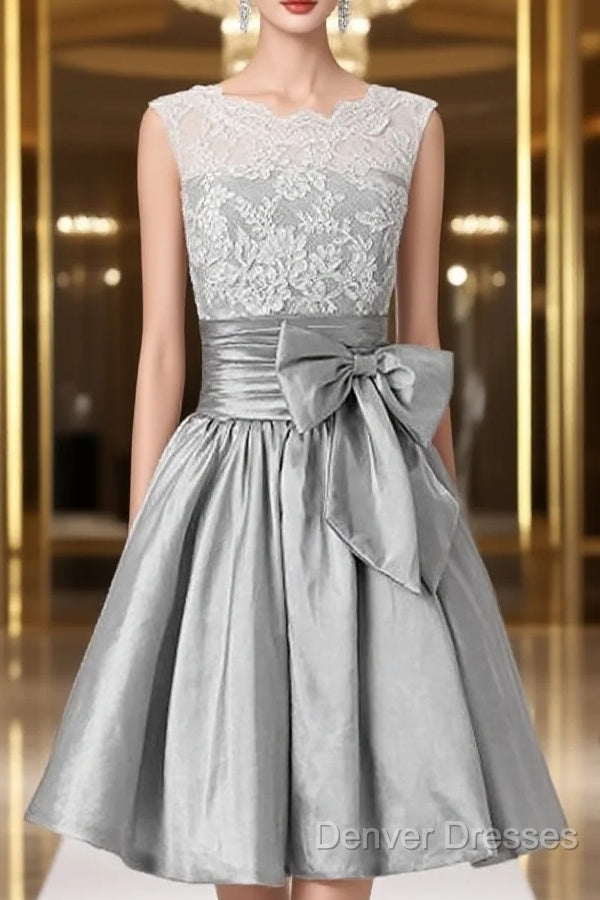 Silver Taffeta Short Homecoming Dress Prom Dress Main image