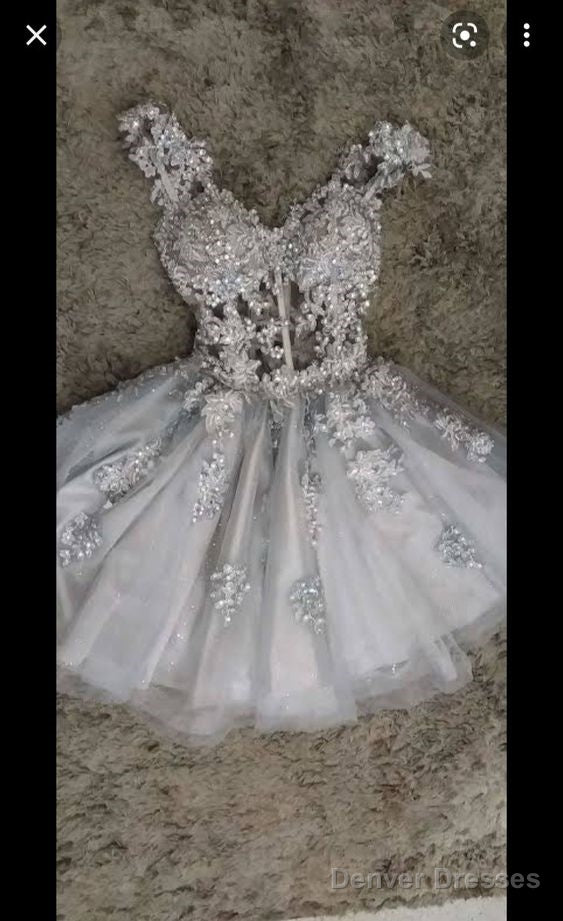 Simple A Line 18Th Birthday Dresses Short Gray Birthday Outfits Main image