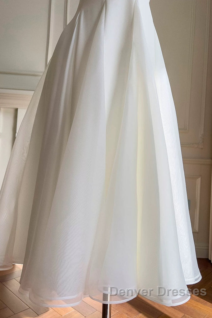 Simple A-Line Chiffon Short Ivory Prom Dress, Simple Ivory Bridesmaid Dress