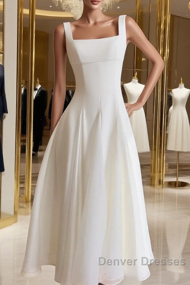Simple A-Line Chiffon Short Ivory Prom Dress, Simple Ivory Bridesmaid Dress Main image