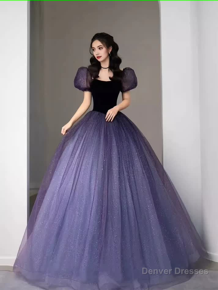 Simple A Line Grape Tulle Prom Dresses Evening Dress Secondary image