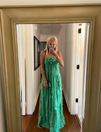 Simple A Line Halter Long Green Prom Dress Party Dress